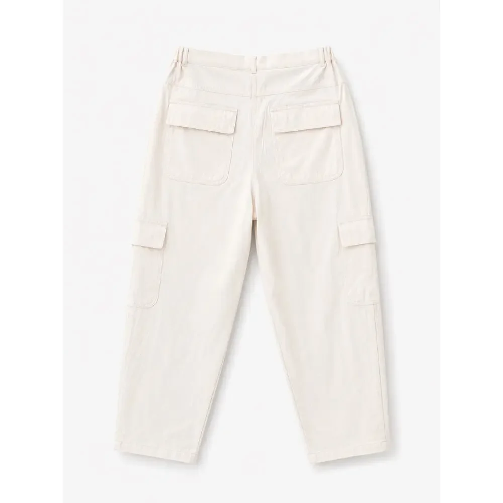 NWT Max Studio London Ivory Cargo Utility Pants Relaxed Tapered Casual Trousers - Picture 3 of 7
